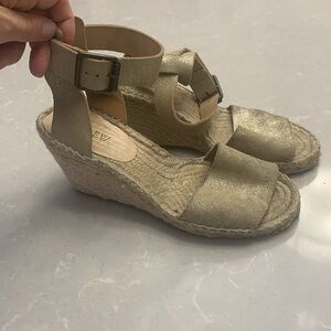 J.Crew metallic gold leather espadrilles size 7